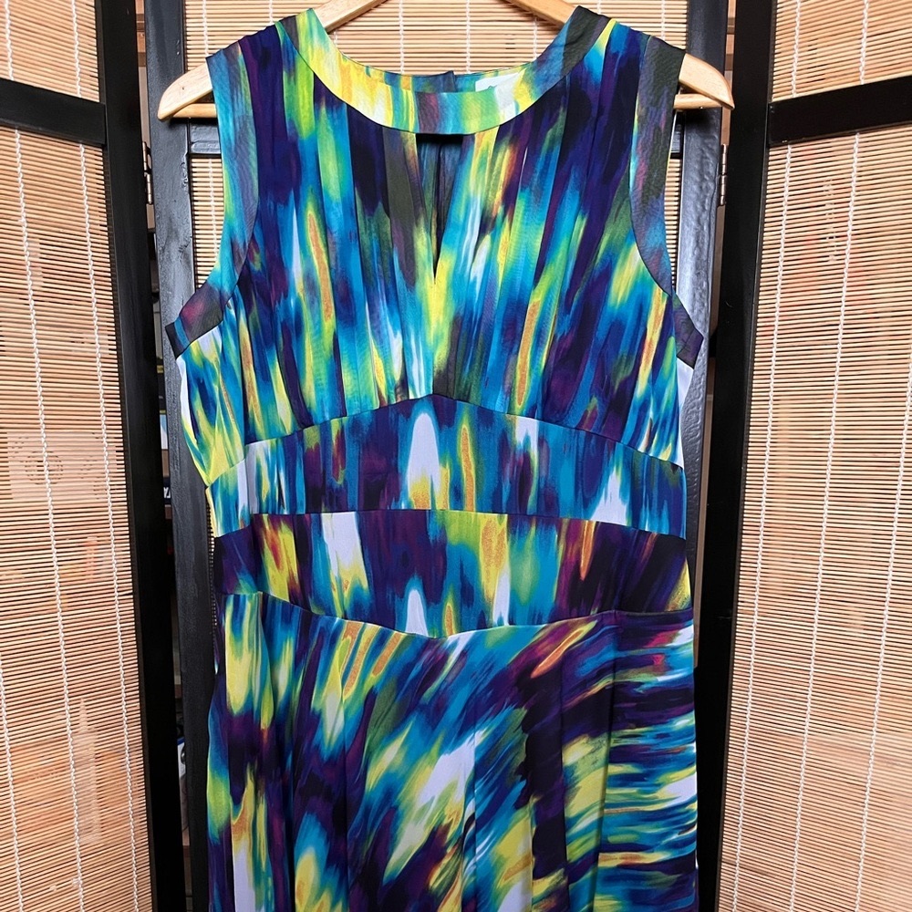 Calvin Klein Vibrant Blue and Purple Midi Dress